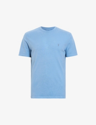 Shop Allsaints Men's Peace Blue Ossage Ramskull-embroidered Cotton T-shirt
