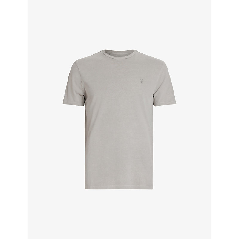ALLSAINTS ALLSAINTS MEN'S STONE TAUPE OSSAGE RAMSKULL-EMBROIDERED COTTON T-SHIRT