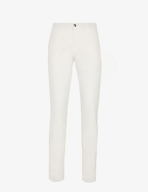 SLOWEAR: Branded-plaque straight-leg regular-fit stretch-cotton trousers