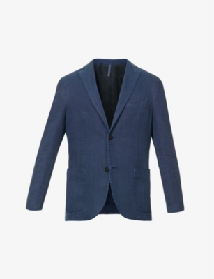 SLOWEAR: Notched-lapel single-breasted regular-fit linen blazer