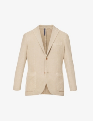 SLOWEAR: Notched-lapel single-breasted regular-fit cotton-blend blazer