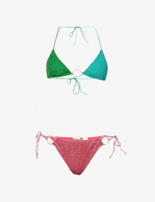 OSEREE Lumiere metallic weave bikini set Selfridges