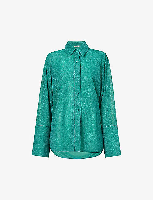 OSEREE: Lumiere relaxed-fit metallic woven shirt