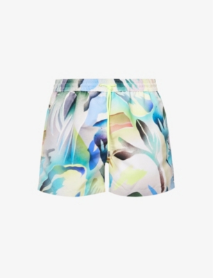 PAUL SMITH PAUL SMITH MEN'S YELLOW HOT SUMMER ABSTRACT-PRINT RECYCLED-POLYESTER BLEND SWIM SHORTS,65964737