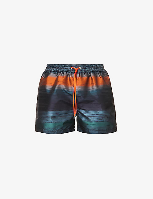 PAUL SMITH: Striped drawstring-waist swim shorts