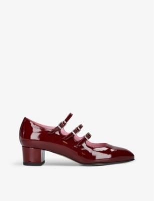 Shop Carel Women's Wine Kina Three-strap Patent-leather Mary Jane Heels