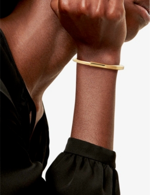 Shop Tiffany & Co Womens Yellow Gold Lock 18ct Yellow-gold Bangle Bracelet