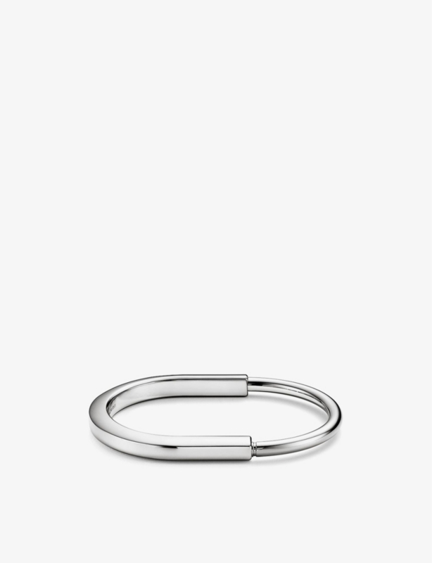 Lock 18ct white-gold bangle bracelet