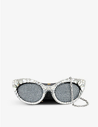 JUDITH LEIBER COUTURE: Sunglasses crystal-embellished clutch bag