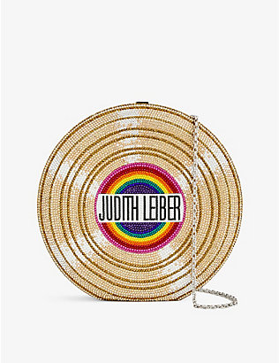 JUDITH LEIBER COUTURE: Disc Record crystal-embellished clutch bag