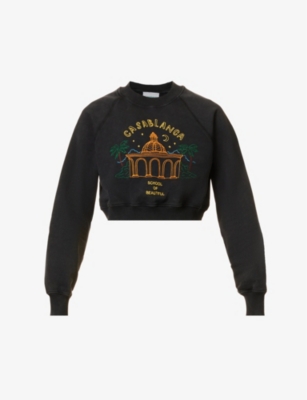 CASABLANCA CASABLANCA WOMEN'S SCHOOL OF BEAUTIFUL SCHOOL OF BEAUTIFUL EMBROIDERED ORGANIC-COTTON JUMPER,65983554