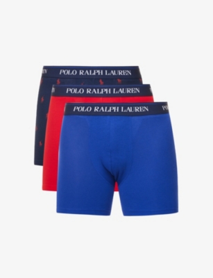 POLO RALPH LAUREN: Pack of three logo-embroidered stretch-cotton trunks