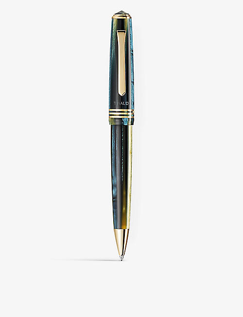 TIBALDI: N.60 Retro Zest resin and 18ct yellow gold-plated stainless-steel ballpoint pen