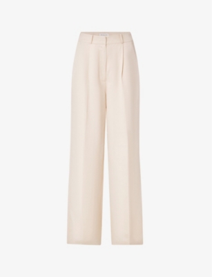 By Malina Womens Vanilla Carlotta Wide-leg High-rise Woven Trousers In Cream