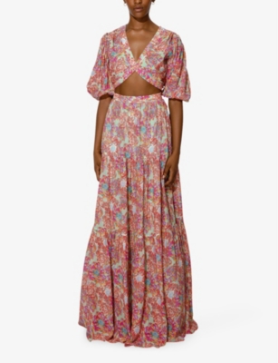 Shop By Malina Malina Womens Peony Sienna Cut-out Woven Maxi Dress In Multi-coloured