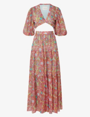 By Malina Womens Peony Sienna Cut-out Woven Maxi Dress In Multi-coloured