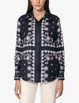 By Malina Womens Sierra Tereza Abstract-print Relaxed-fit Recycled-polyester Shirt In Sierra