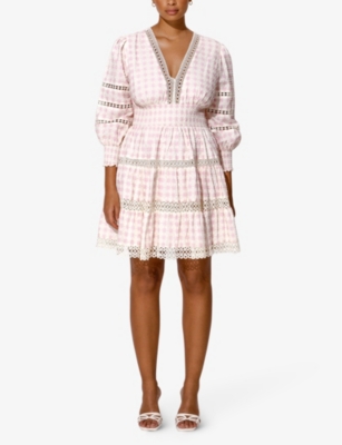 MALINA: Inez lace-trim cotton mini dress