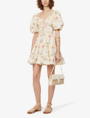 Shop By Malina Malina Women's Soft Floral Vanilla Karlie V-neck Floral-print Cotton Mini Dress