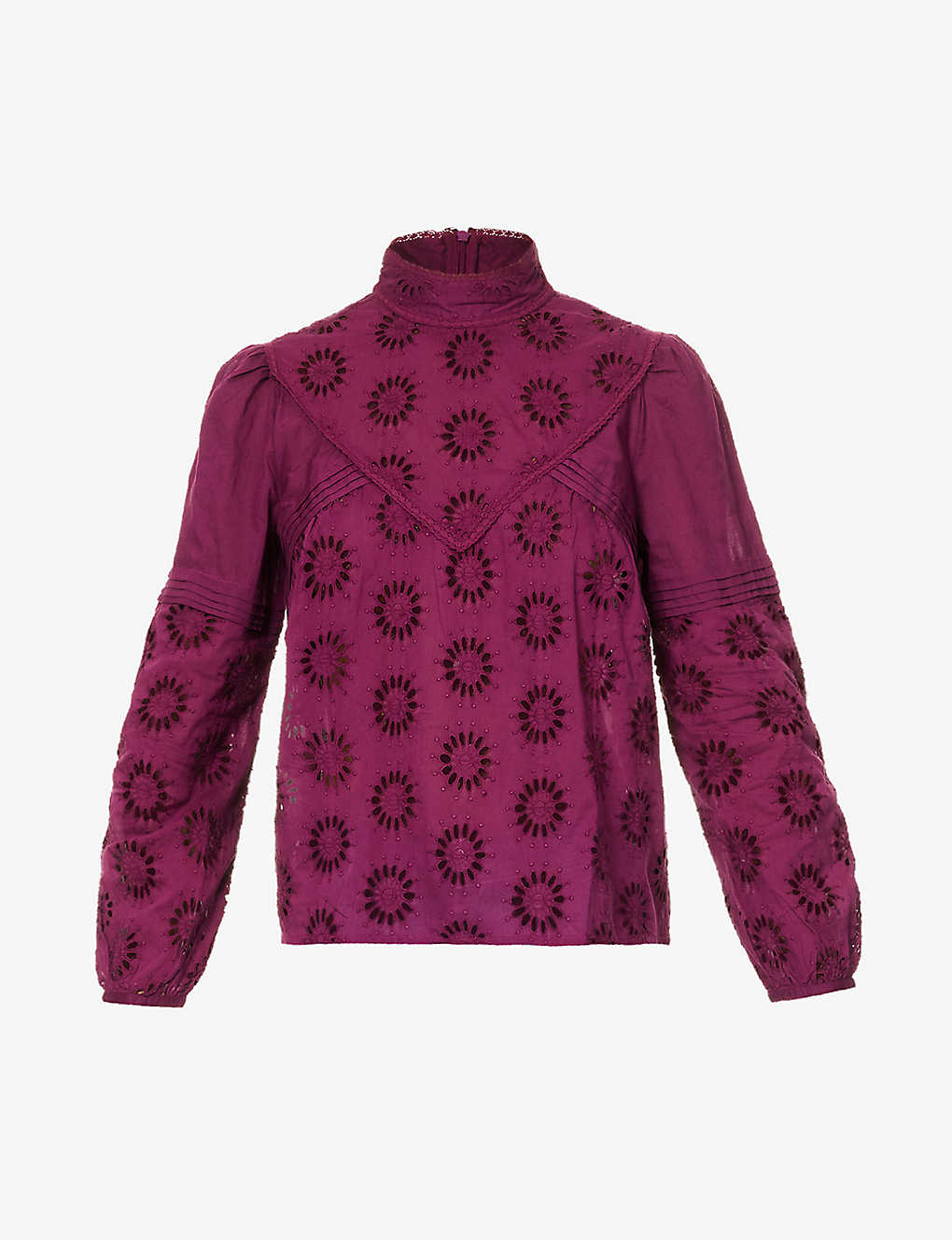 Ikks Womens Raspberry Flower-embroidered Cotton Blouse In Pink