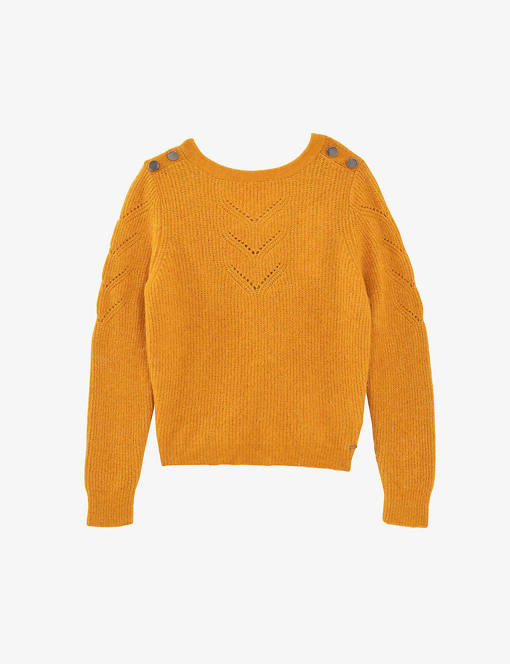 Ikks Womens Bright Yellow Reversible Wrap Knitted Jumper In Orange