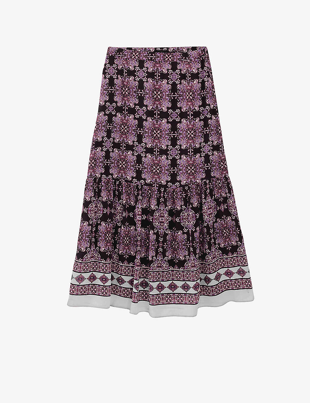 Ikks Womens Raspberry Graphic-print Crepe-voile Midi Skirt