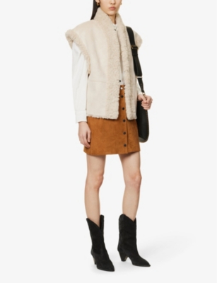 Shop Ikks Women's Dark Orange Straight Leather Mini Skirt