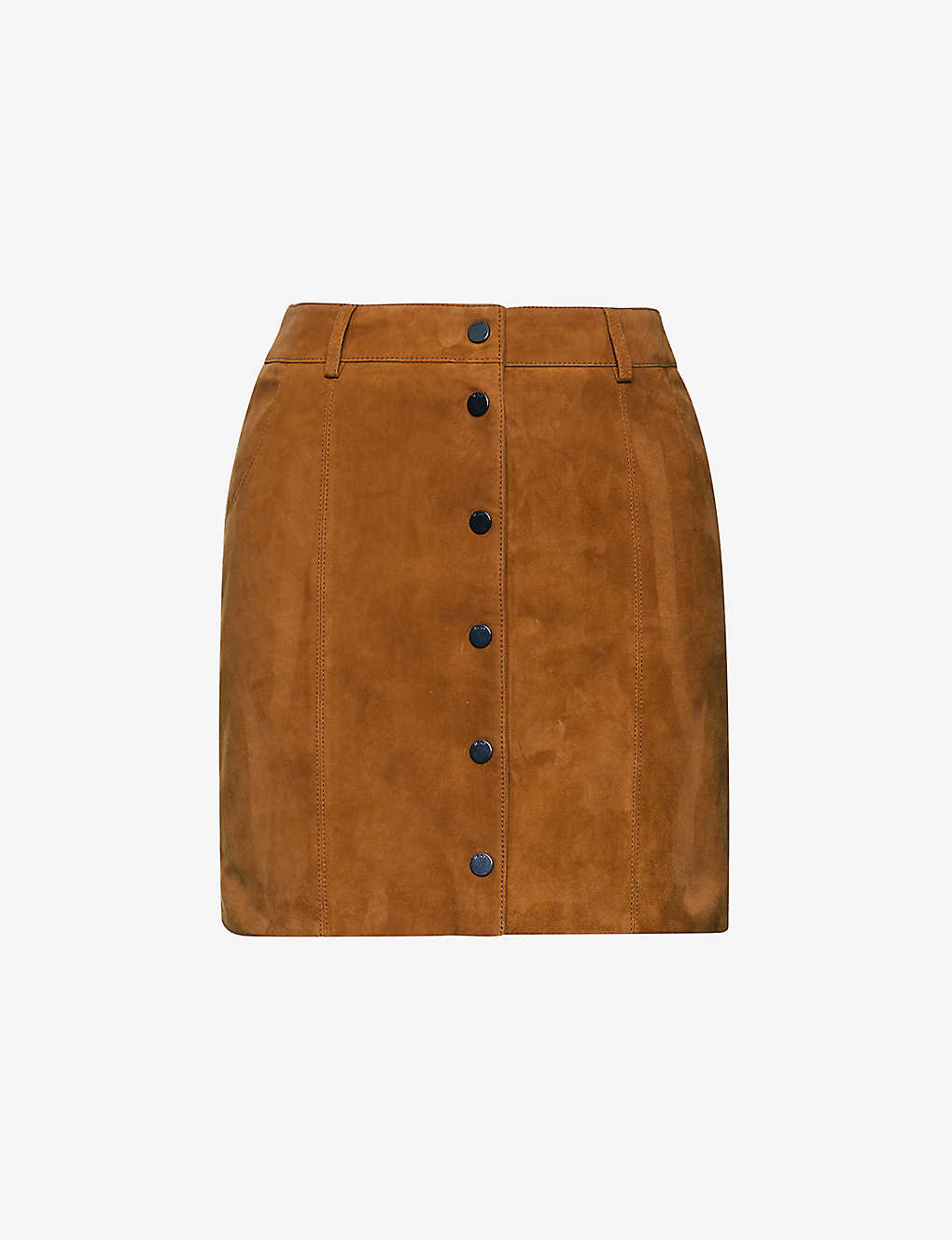 Ikks Womens Dark Orange Straight Leather Mini Skirt