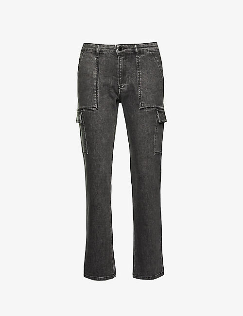 IKKS: Combat tapered-leg mid-rise cropped jeans
