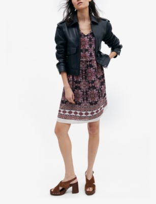 Shop Ikks Women's Raspberry Boho-print Woven Mini Dress