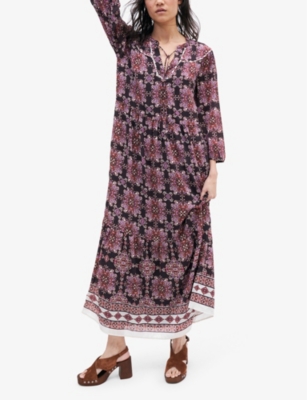 Shop Ikks Women's Raspberry Boho-print Woven Maxi Dress