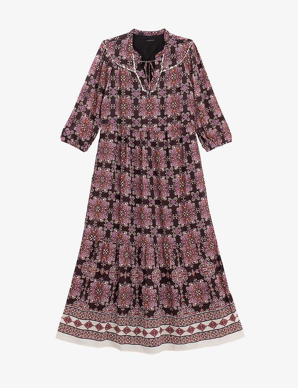 Ikks Boho-print Woven Maxi Dress In Raspberry