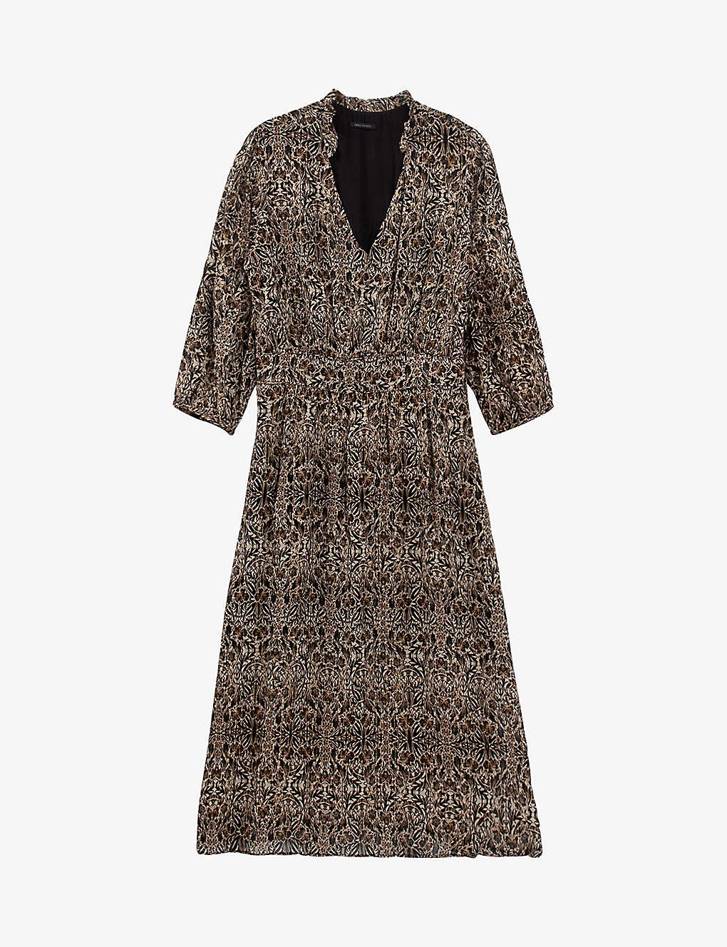 Ikks Womens Brown Arabesque-print Woven Midi Dress