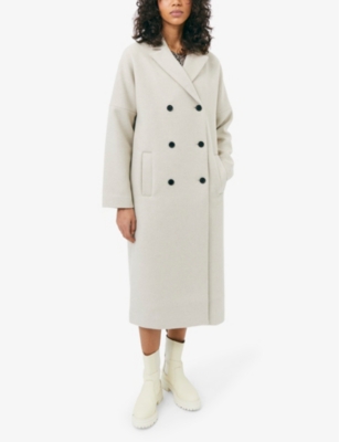 Shop Ikks Womens Mastic Double-breasted Woven Coat In White
