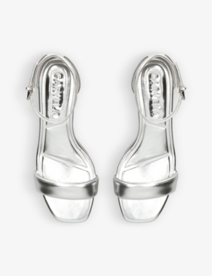 Shop Carvela Women's Silver Second Skin Metallic Block-heel Faux-leather Sandals