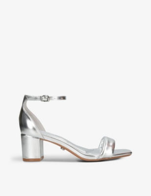 CARVELA: Second Skin metallic block-heel faux-leather sandals