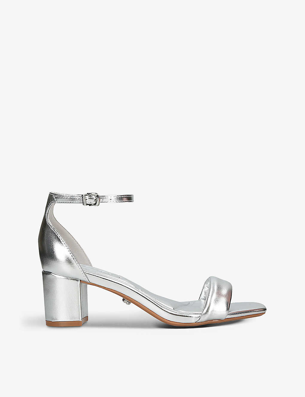 Carvela Womens Silver Second Skin Metallic Block-heel Faux-leather Sandals