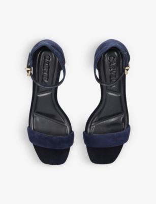 Shop Carvela Women's Navy Second Skin 50 2 Open-toe Heeled Suede Sandals