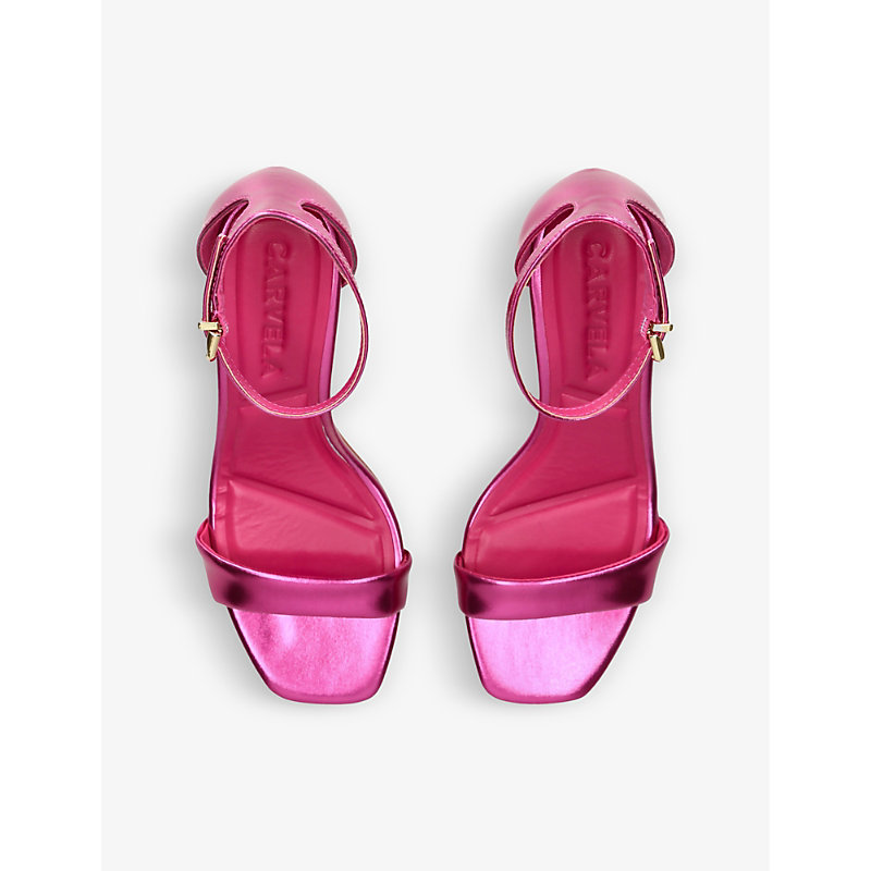 Shop Carvela Women's Fuchsia Second Skin 70 2 Open-toe Block-heel Faux-leather Sandals