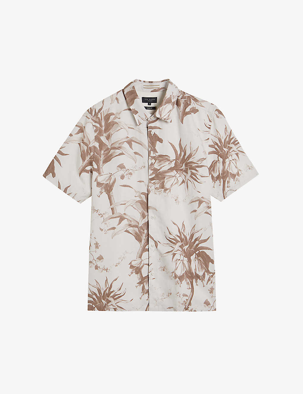 Ted Baker Mens Natural Belmar Floral-print Regular-fit Woven Shirt