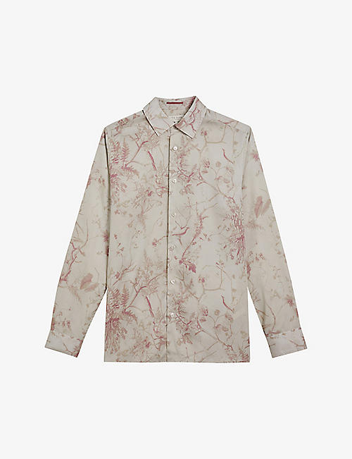 TED BAKER: Floral-print slim-fit woven shirt