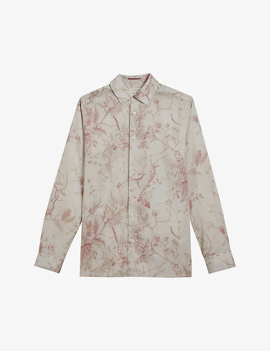 Ted Baker Mens Natural Floral-print Slim-fit Woven Shirt