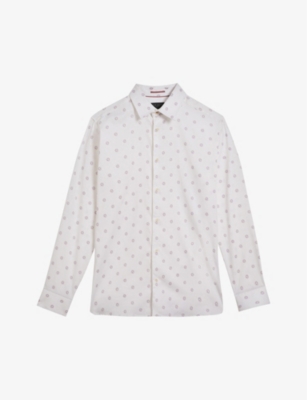 TED BAKER: Belmar floral-print regular-fit stretch-cotton shirt