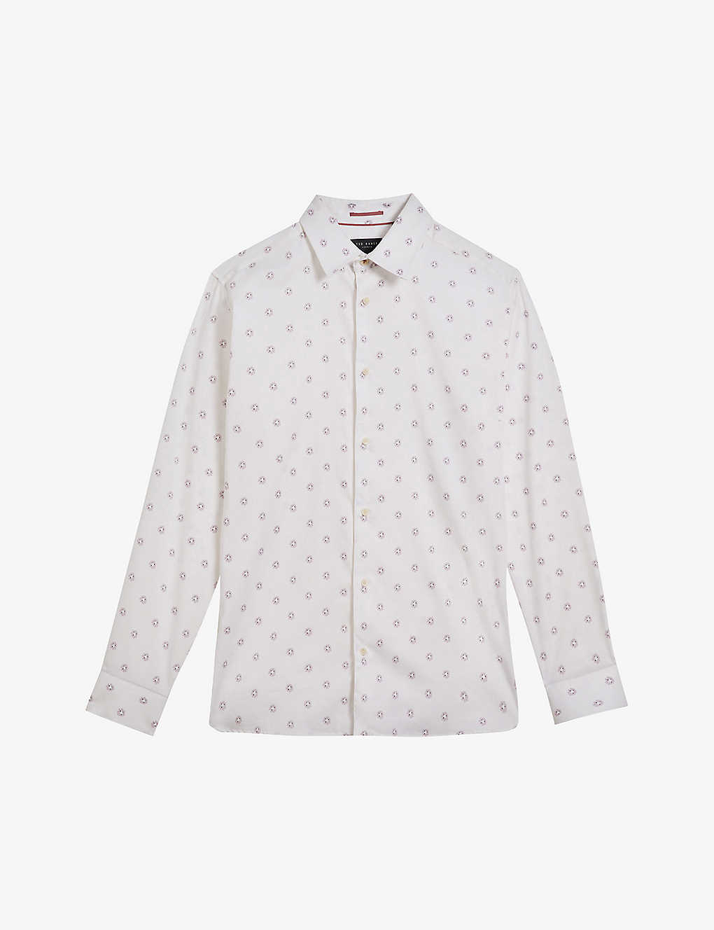 Ted Baker Mens White Belmar Floral-print Regular-fit Stretch-cotton Shirt