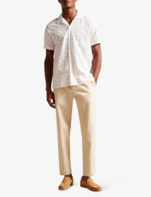 Shop Ted Baker Allbury Circle-embroidered Cotton Shirt In White