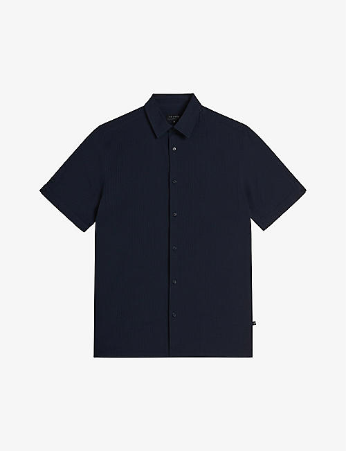TED BAKER: Stansho regular-fit seersucker cotton shirt