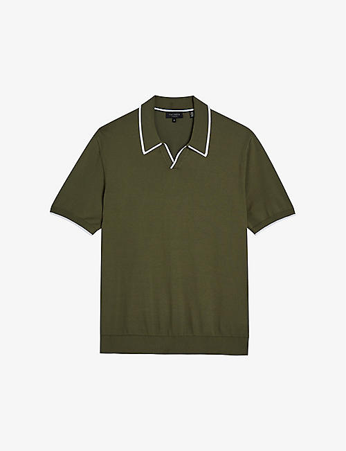 TED BAKER: Open-neck short-sleeved stretch-cotton polo shirt