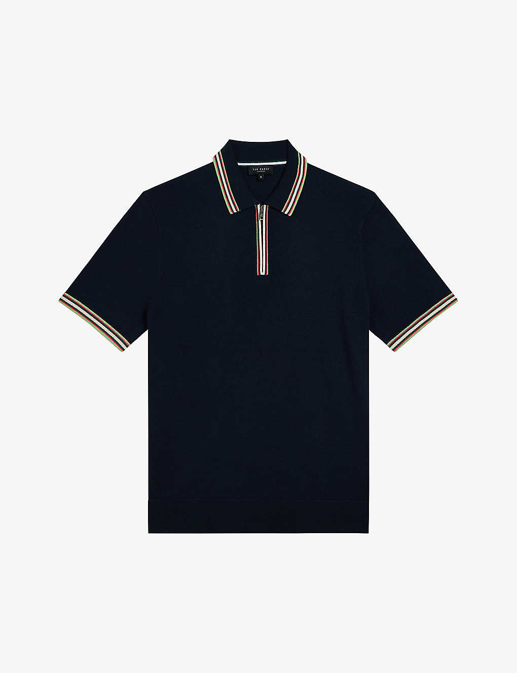 Ted Baker Mens Navy Contrast-collar Wool Polo Shirt In Blue