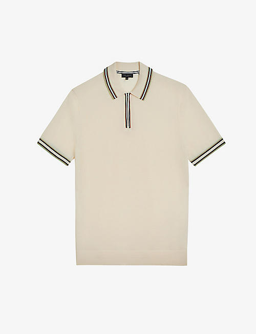 TED BAKER: Contrast-collar wool polo shirt