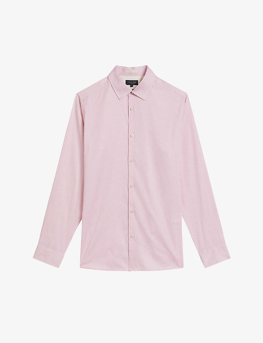 Ted Baker Mens Pl-pink Willet Geometric Micro-print Stretch-cotton Shirt In Pale Pink
